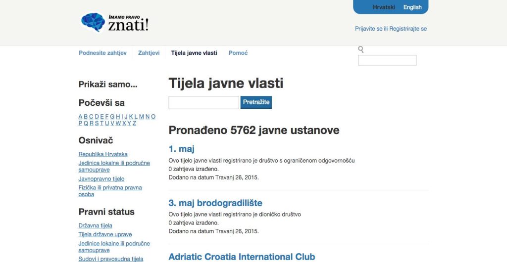 Tijela javne vlasti - Imamo pravo znati